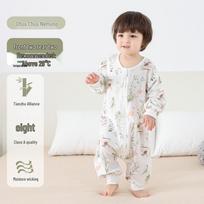 Kūdikio nespotuojantis medvilninis miego kombinezonas - Vasarinis A tipo 80 (height 70-85 cm) beige