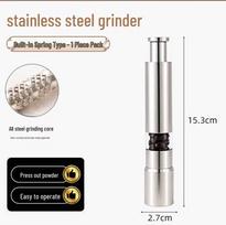 Stainless Steel Finger-Press Manual Black Pepper Grinder