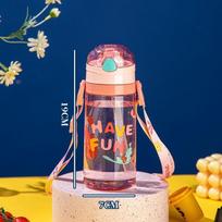 520ML Water Sippy Cup with Straw Drinking Bottle Cup Portable Kids Water Bottle mėlyna