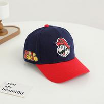 Super Mario Bros Siuvinėta Vaikų Kepurė Nuo Saulės Su Trumpu Krašteliu Ir Kvėpuojančio Medvilnės Audinio Black Red black