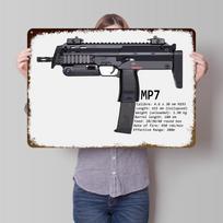 MP PDW Sub Machine Gun Tinplate Poster Customized Wall Art Retro Vintage Metal Signs for Fans Decoration Bedroom Room Ornaments 20x30cm（7.8x11.8inch）