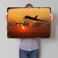 RAF Vulcan Bombers Silhouetted Against Tinplate Poster Customized Wall Art Retro Vintage Metal Signs for Fans Bedroom Decoration 20x30cm（7.8x11.8inch）