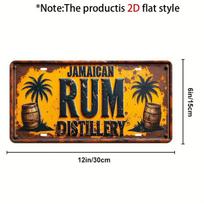 D Flat pc Vintage Jamaican Rum Metal Decorative Plaque Country Style Wall Decor Suitable for  Garages Bars Homes 15x30cm(5.9x7.8inch)