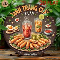 HD Tin Sign Banh Trang Cuon Vietnamese Food Round Metal Wall Art Restaurant Kitchen Decor for Home Cafe 20x20cm(8x8inch)