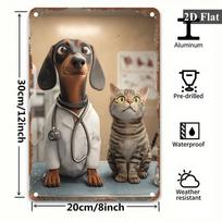 Vintažinis veterinarų tema sienos dekoras  Juokingas taksas su stetoskopu dizainas  D Veterinarinis ženklas namų klinikai ar kavinei 20x30cm（7.8x11.8inch）