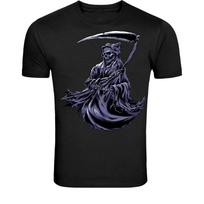Grim Reaper With Scythe T-Shirt - Dark Gothic Skeleton Graphic M