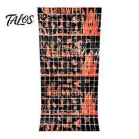 Halloween Tinsel Curtain Foil Fringe Backdrop, Spooky Castle Blood Handprint Pumpkin Photo Booth Background for Booth, Party Supplies Sparkly Streamer 1