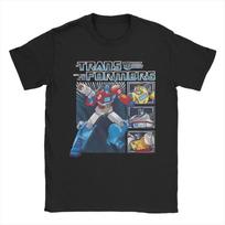 Oversized Black Short-Sleeve T-Shirt Featuring Transformers Autobots Optimus Prime Collage Graphic Print For Anime & Toy Fans 4XL