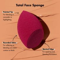 e.l.f. Total Face Blending Sponge, Latex-Free Make-up Sponge with Angled & Rounded Sides for Concealer, Foundation & More, Vegan & Cruelty-Free