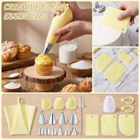 21-Piece Piping Bag and Tip Set for Baking - Cream Puff Nozzle, Icing Decorating Kit One Size geltona