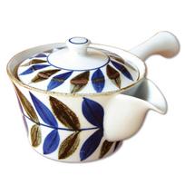 stylish stainless steel teapot with tea Arita ware Goshu rust leaf Japanese-made, strainer, style, design, 270ml. tamsiai mėlyna spalva