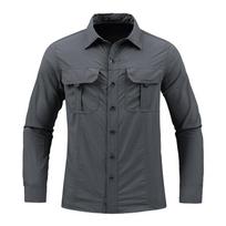 Men's Long Sleeved Shirt Casual Quick Dry Ice Feeling Shirt Workwear Loose Shirt L