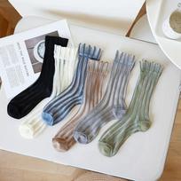Summer Ultra-thin Women Socks Transparent Crystal Silk Socks Korean Fashion Striped Harajuku Streetwear Nylon Loose Long Socks EUR 34-39