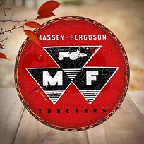Vintage Massey Ferguson Tractors Distressed High Definition Metal Wall Art Sign Classic Farming Logo Round Iron Painting for Far 20x20cm(8x8inch)