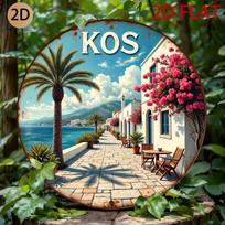 Kos Greece Coastal Town  Tin Sign  Vintage Durable Metal Plaque Wall Decor Home Office Bar Man Cave Wall Art 20x20cm(8x8inch)