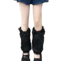 Fashionable Fuzzy Leg Warmers Plush Boot Cuffs Toppers Footless Socks Rainbow Colorful Leg Gaiters for Costume Parties juoda
