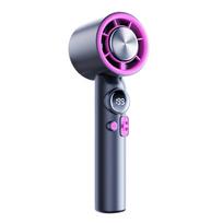 Compactly USB Power Handheld Fan With Ice Cooling Technology And Digital Screen Purple