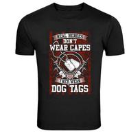 Real Heroes Wear Dog Tags Military Veteran Graphic T-Shirt S
