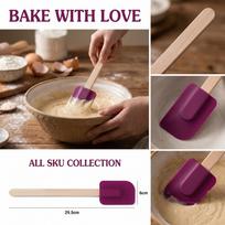 Silicone Icing Spatula with Wood Handle - Baking Cream Spreader and Scraper for Cakes, Pastries and Desserts One Size