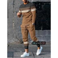 Autumn Men's Tracksuits Casual Long Sleeve T-shirt Trousers Sets 2Pcs Vintage Joging Suits Male Clothing Jogging Pants Outfits S
