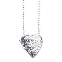 Fashion Heart Locket Necklace Crossbody Bag Necklace Photo Frame Necklace Engraved Metal Photo Case Jewelry for Women white