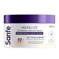 Sanfe Detan Cream Instalite Detan Wipe Off 100 gm | With Glycoclear Technology | 1 Tone Brighter in 10 mintues | For Legs, Arms, Underarms and Back |