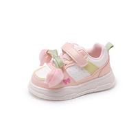Girls' sports shoes 2025 new autumn children's soft-soled toddler shoes children's leather shoes little girls running shoes tide 22 yards inner length 13.5cm rožinė