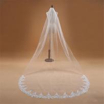 3-Meter Lace Wedding Veil with Train - Single Layer Bridal Accessory 3 meters balta
