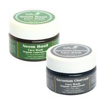 Rustic Art Neem Basil and Geranium Charcoal Face Wash Concentrate Pack of 2 | Acne Control, Oil Control | Sulfate, Paraben Free | Oily, Acne-Prone