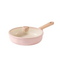 CAROTE Frying Pan with and Ceramic IH Gas Smooth Easy to Ideal for Single Person Perfect for Fried Eggs and All Heat Source Cherry Blossom Pink Lid, rožinė