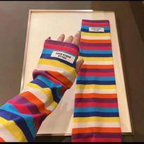 Y2k Color Strip Ice Arm Sleeve Loose Harajuku Stripe Sunblock Sleeve Long Anti-sunburn Ice Silk Sleeves Driving