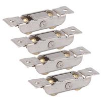 4PCS Double Rollers Sliding Door Roller Tandem Rollers Stainless Steel Concave Wheel Roller With Screws Copper Ball Wheel Roller 4PCS