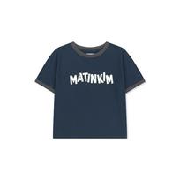[Matinkim] LOGO RINGER CROP TOP IN NAVY S