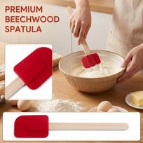 Silicone Icing Spatula with Wood Handle - Baking Cream Spreader and Scraper for Cakes, Pastries and Desserts One Size