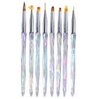 8pcs/set Aurora Acrylic Nail Art Painting Pens for Nail Design Soft Slender Brush Gradient Gel Drawing DIY Brush