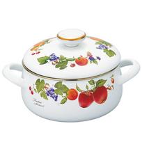 Fuji Enamel Fruitus Collection II 20cm Pot (2.9L) Double-Handled FTC-20W balta