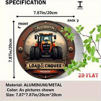 Kubota Tractor Aluminum Sign D Flat Round Metal Wall Decor Rustic Farm Equipment Art 20x20cm(8x8inch)
