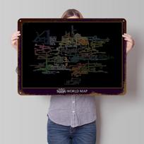 Hollow Knight Silksong World Map Metal Poster Customized Wall Art Retro Vintage Metal Signs for Man Cave Bedroom Decorations 20x30cm（7.8x11.8inch）
