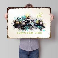 Lewis Hamilton Car  Metal Poster Customized Wall Art Retro Vintage Metal Signs for Man Cave Decoration Home Decorations Room 20x30cm（7.8x11.8inch）