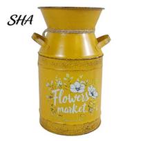 Decorative Pitcher Vase Rustic Milk Can with Handle, Vintage Jug for Non-leakage Flower Barrel Fresh/Dried/Artificial Flowers, Distressed Container 1pc