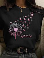 Polyester 100% Hot-selling New Product: Colorful Dandelion Printed Women's Round-neck Short-sleeved T-shirt Graphic T Shirts summe S