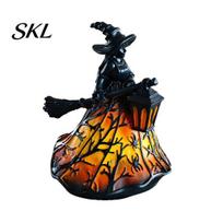 Halloween Ambient Lighting Witch/Ghost LED Lamp, Gothic Resin Ornament with Warm Light for Home Decor Decor, Desktop Spooky Night Party Glow Lamp juoda