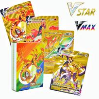 55 vnt. Pokemon kortelės VSTAR GX EX VMAX MEGA TAG TEAM Energijos Trenerio Charizard Pikachu Retas Kolekcijos Kovos Kortelė I20 English - 27PCS auksas