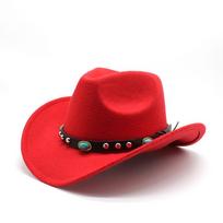 Classic Cowboy Fedora Hat For Men Women With Sun Protection And Breathability raudona