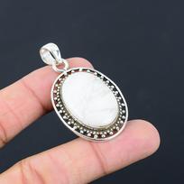 Motinos dienos Išpardavimas Howlite Akmuo Sesers Karūnos Čakra Rankų Darbo Pakabukas 925 Sidabras