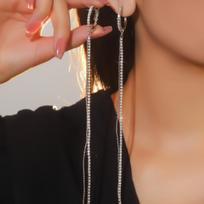 Stylish Shiny Extended Earline Rhinestone Earrings brown