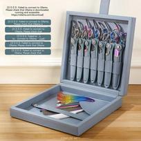 Professional Leather Barber Scissors Case for Stylists, Portable Tool Organizer with Adjustable Strap blue gray