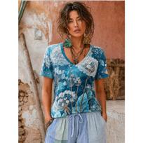 Women Summer T Shirt Dandelion Pattern Print Short Sleeve Tees Casual Printed Tops XS mėlyna