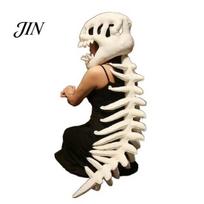 Reusable Halloween Decor Dinosaur Skeleton Costume, 3D Spinosaurus Skull Masque Headpiece And Spine, Party Decorations Plush Hood Costume for 80 cm balta