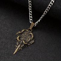Retro Snake Hecate Wheel Brass Pendant Amulet Necklace for Women